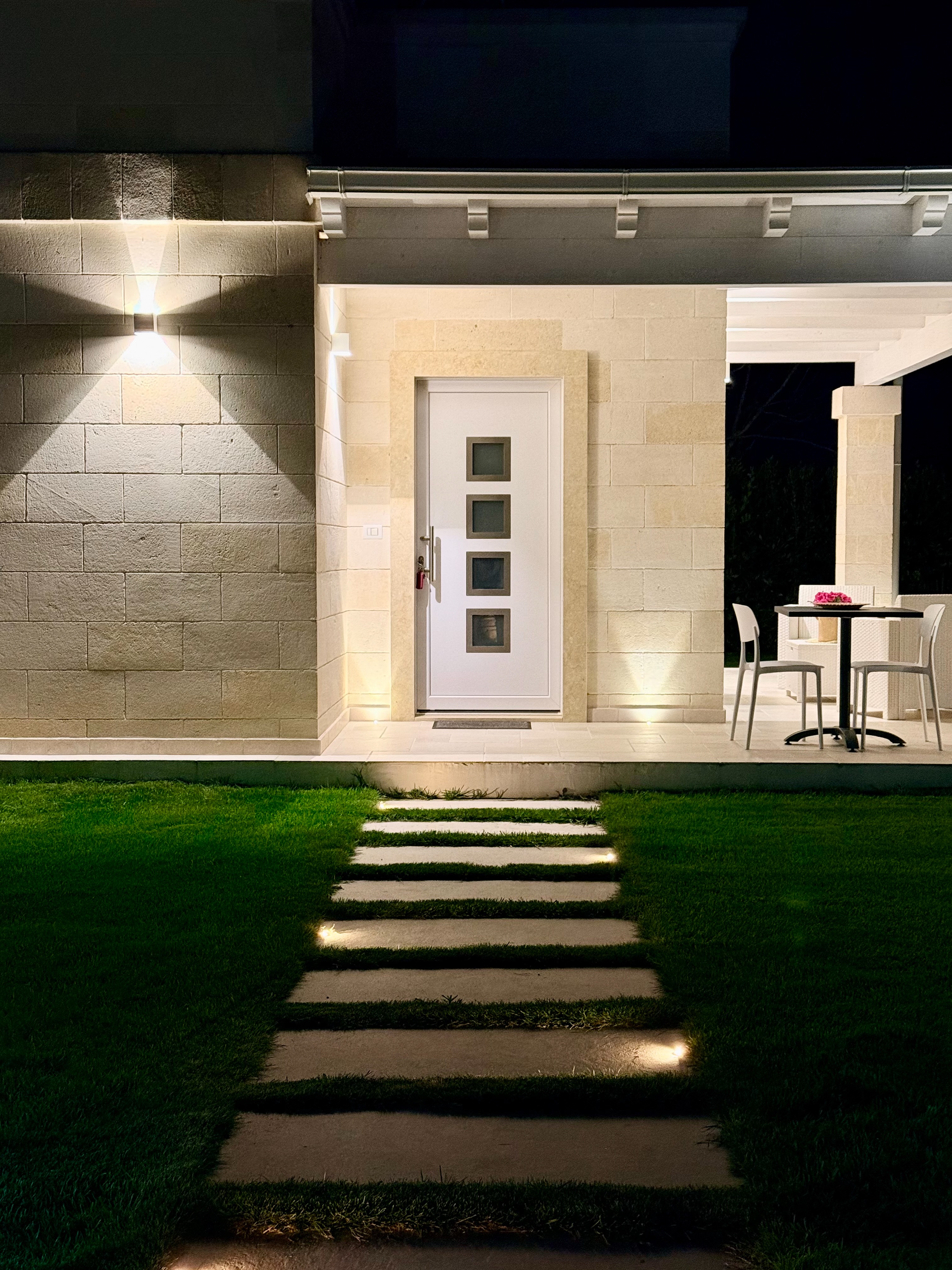 Entrance at night